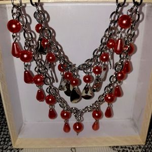 Silvertone Non Tarnish Neck and Ear set